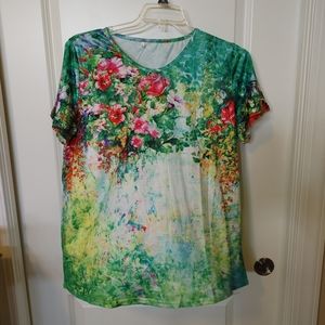 Colorful top 2xl flower garden nwot